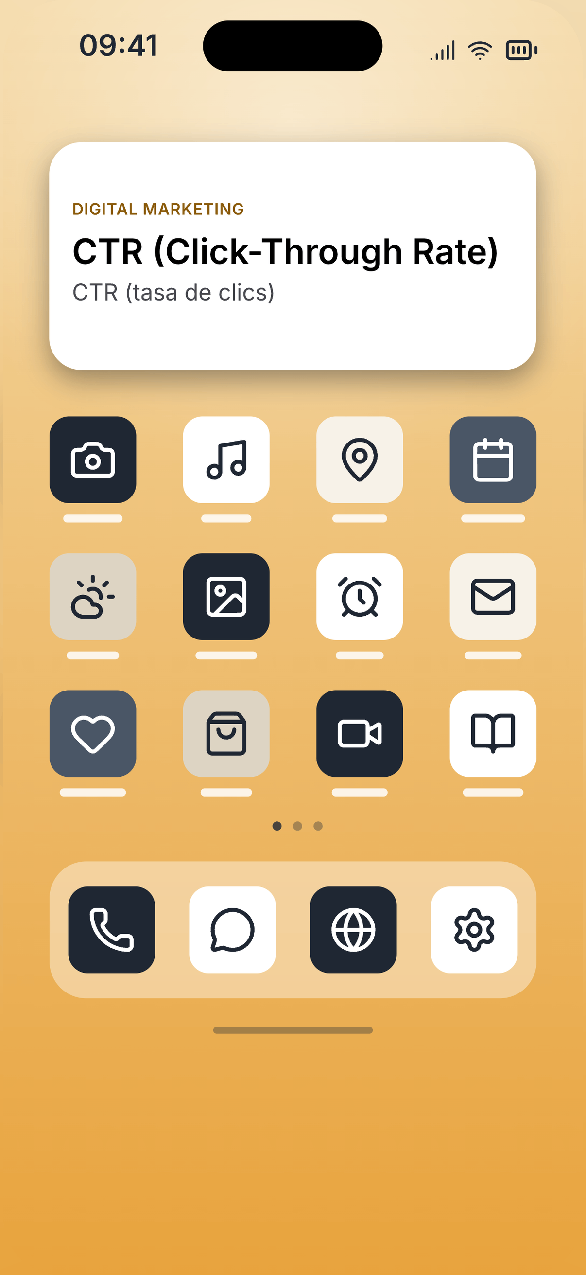 The Inkling widget with a term on an iPhone home screen